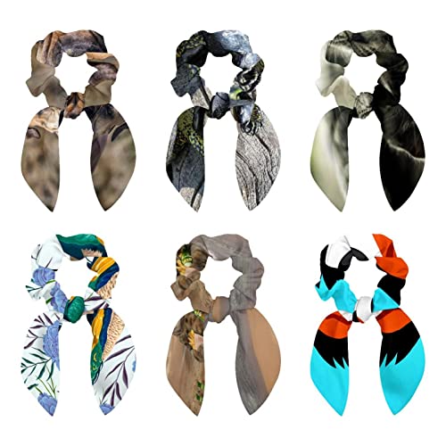Chouchous pour cheveux lot de 6 élastiques souples anti-glisse imprimé tortue de mer