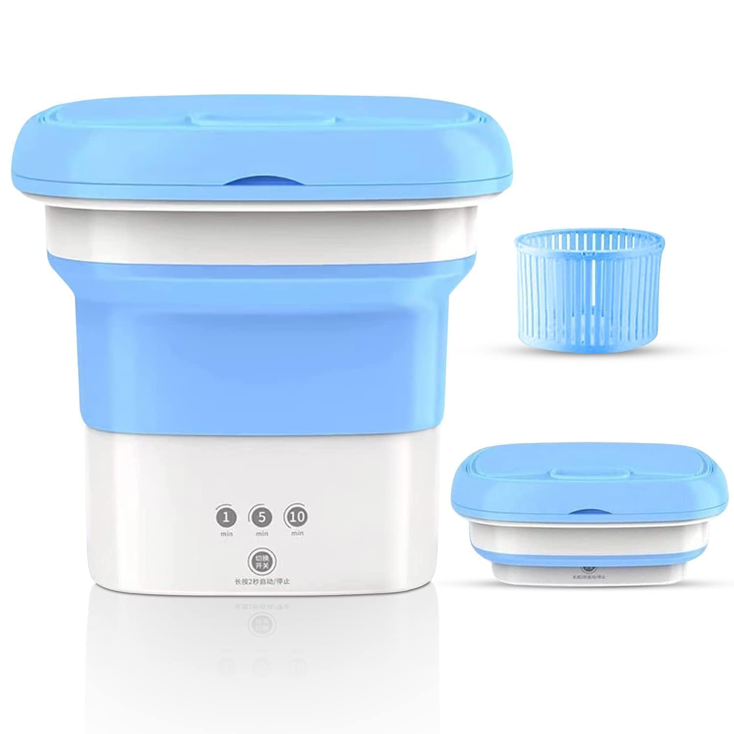 Buyzie Portable Foldable Mini Top Loading Washing Machine with Spinner and Dryer for Baby Clothes, Semi Automatic Bucket Washer with Modes for Home, Travel-image-2