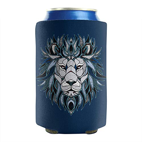 TIINTEXBA Creative Lion Head Pattern 12-16 OZ Bottles Insulated Beverage Beer Can Sleeves Beer & Soda Non-Slip Can Cooler Sleeves Collapsible Double Sided 2-Pack Party
