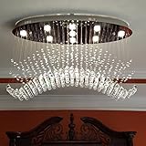 7PM Modern Oval K9 Crystal Chandelier, 11-Light Raindrop Chandelier Crystal Ball Ceiling Lamp, Flush