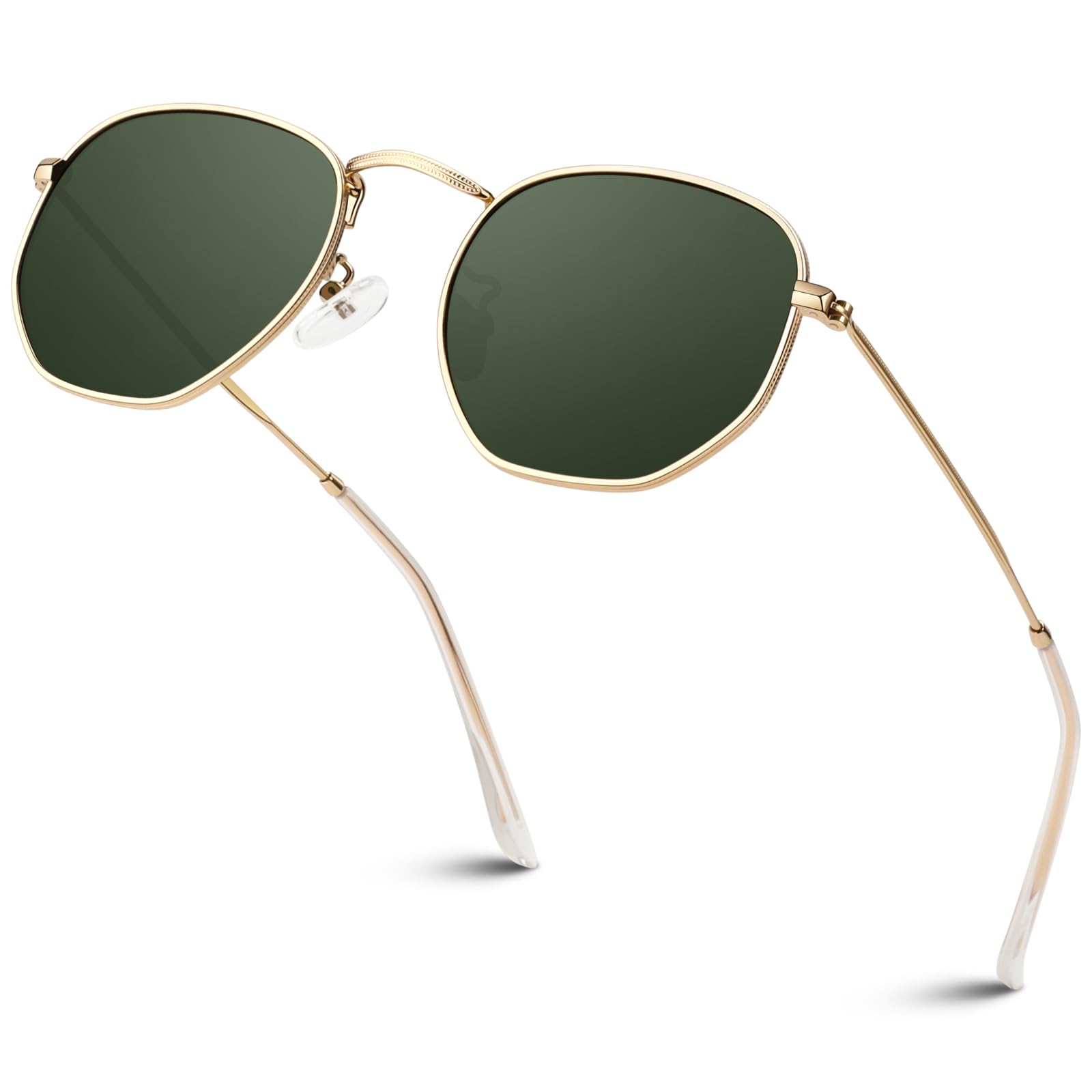 Sunier Sonnenbrille Damen Herren Polarisiert,Mode Apace Metal UV400 Schutz | Ultraleichter Sechseckige Metallrahmen,Trendy Vintage Fashion Stil,Ideal für Fahren, Strand, Outdoor-Aktivitäten