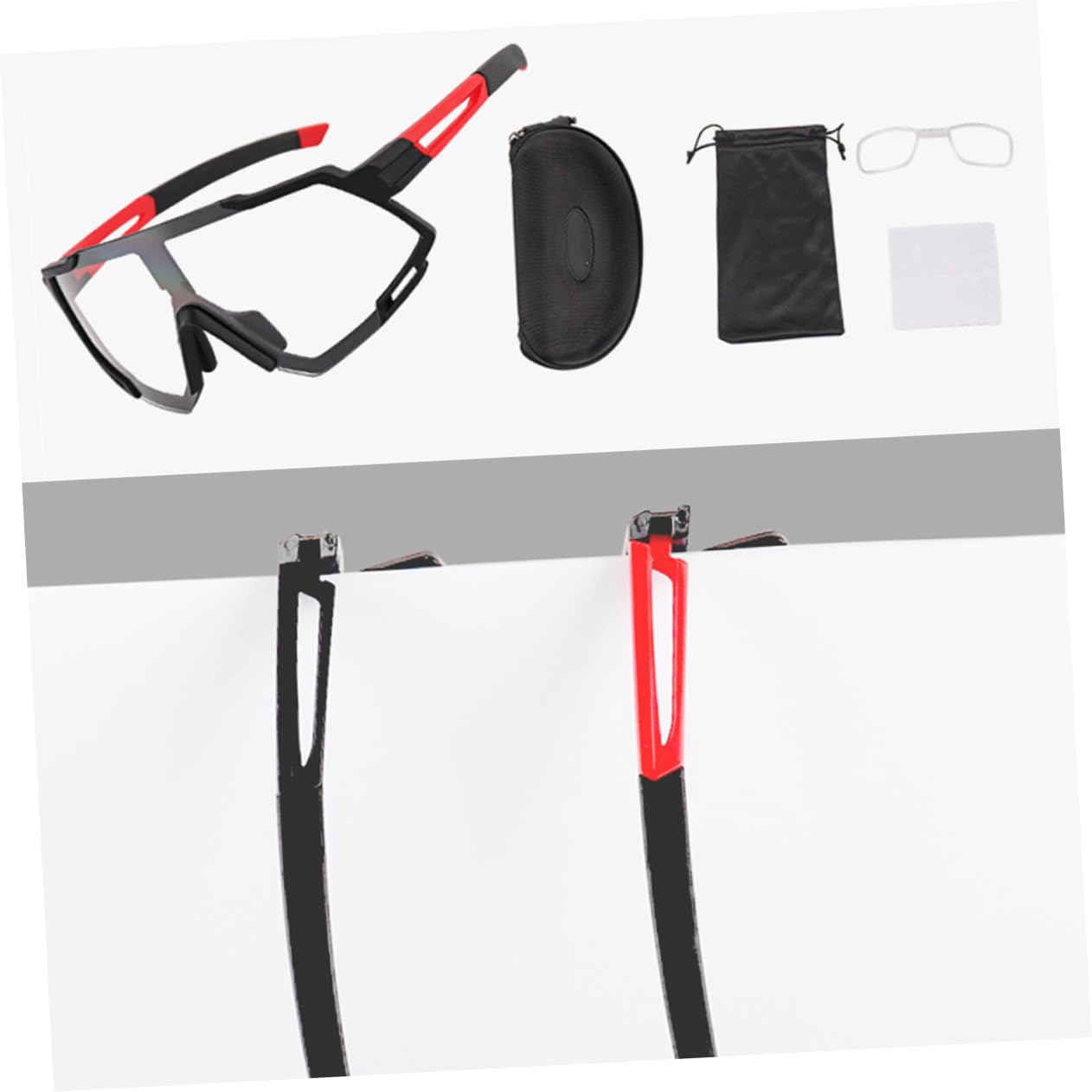 COLLBATH Color Changing Sunglasses for Men Women Durable Outdoor Glasses with Nose Mat Protection for Sports Running Cycling Black Red Pattern