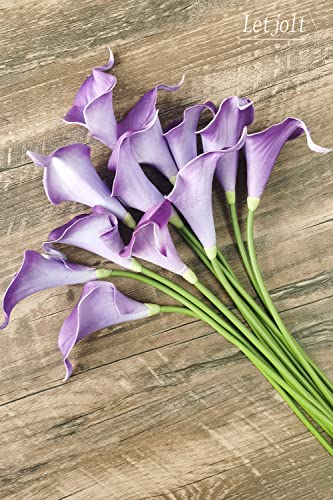 Letjolt Calla Lily Purple Artificial Flowers 12Pcs Table Flower Decor Faux Calla Lilies Bouquet for Wedding Bride Shower Home Decoration, Purple - Image 5