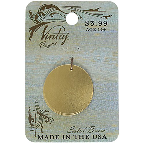 Vintaj Metal Blanks Circle 25mm, Acrylic, Multicoloured, 0.1 x 1.9 x 2.9 cm