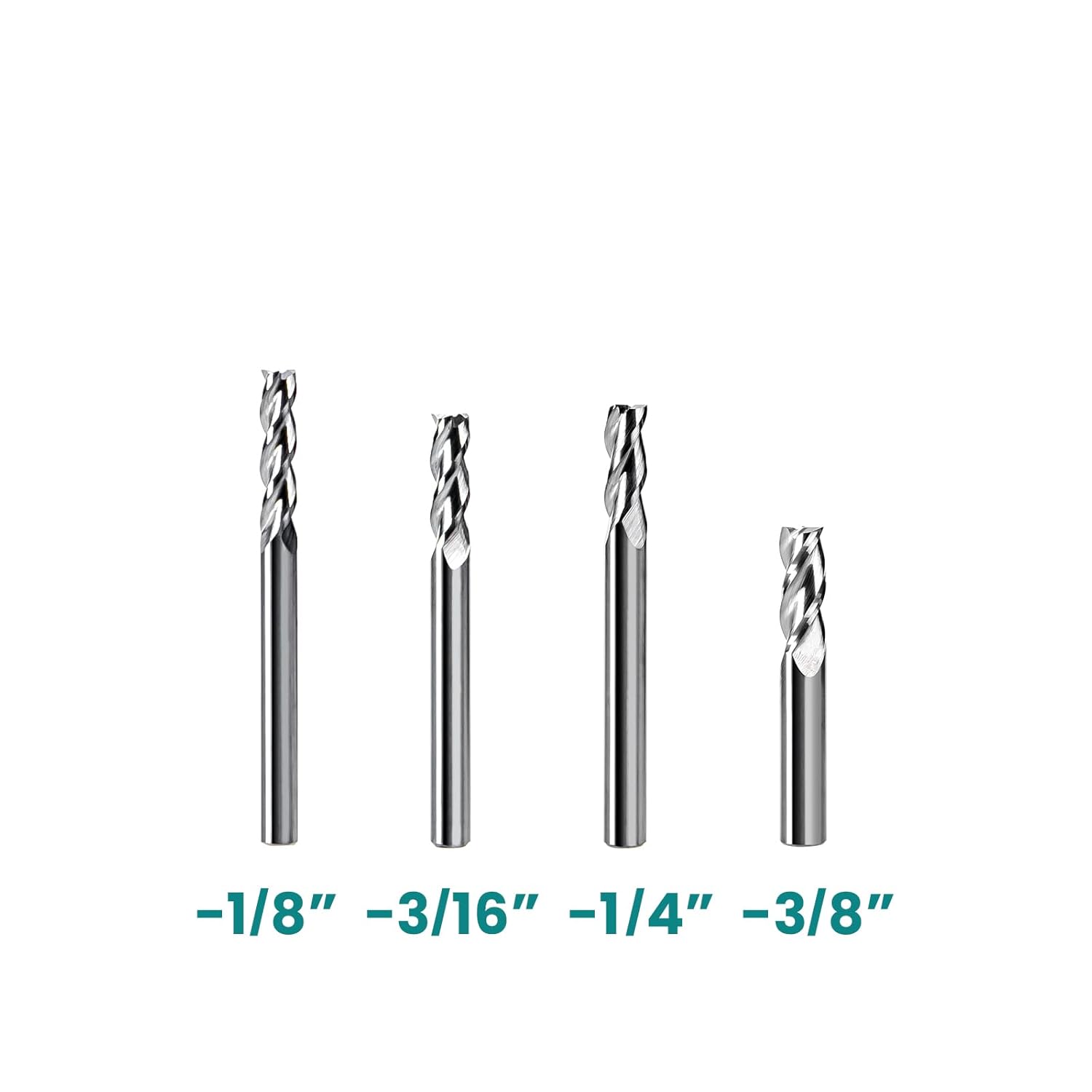 NZ 3 Flute 3/16" Carbide Square End Mill, Milling Cutter for Machining Alloy Steel, Aluminum Alloy, Copper Alloy, 5PCS