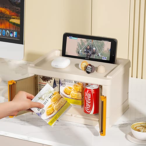 Desk Organizer Office Organization And Storage Small Plastic Containers With Lid Foldable Storage Basket For Organizing Craft Cubby Storage Bins For Office Supplies Makeup Coffee Snack Medicine 1 Pack #TOP2