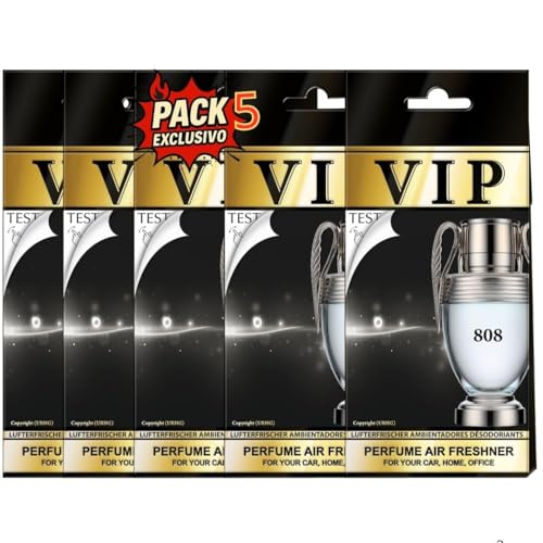VIP Paquete de 5| Ambientadores Perfume VIP 808 – Inspirado en invictoslegend| Fragancia masculina intensa y duradera | Esencia premium para coche, armario, taquillas y espacios cerrados