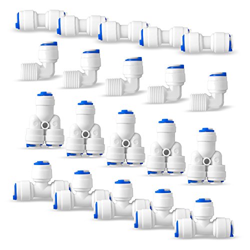 Ronaqua Accesorios De Conexión Rápida Para Sujetar Tubos De Agua De 1 4 Pulgadas Od Para Sistemas De Ósmosis Inversa Y Filtros De Agua, Juego De 20 Tipo L T Y I Combo Ronaqua Accesorios De Conexión Rápida Para Sujetar Tubos De Agua De 1 4 Pulgadas Od Para Sistemas De Ósmosis Inversa Y Filtros De Agua, Juego De 20 Tipo L T Y I Combo