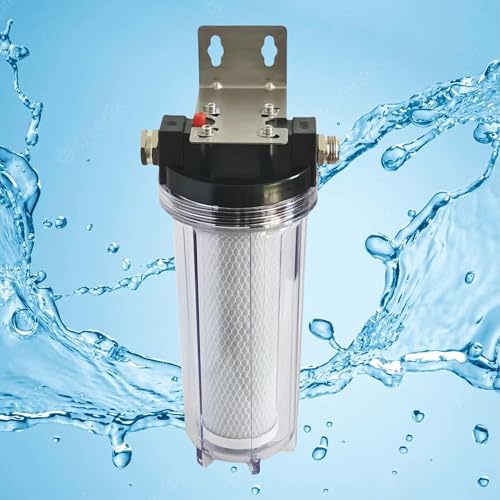 Image of Pro X1 RV Water Filter Housing with High Efficiency Activated Carbon Filter 2.5X10 inch, Heavy Duty Stainless Steel Bracket, Clear