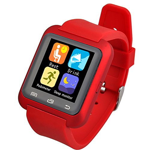 Wanway [Upgraded Version of U8] U80 Bluetooth 4.0 Smart Wrist Wrap Watch Phone for Smartphones IOS Android Apple iphone 5/5C/5S/6/6 Puls Android Samsung S3/S4/S5 Note 2/Note 3 Note 4 HTC Sony (Red) by Wanway