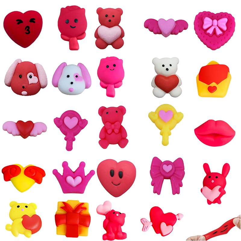 Amyang 24Pcs Valentines Day Mochi Squishy Toys Squishies for Kids School Class Classroom Valentines Day Cards Gifts Prizes Party Favors - Image 2