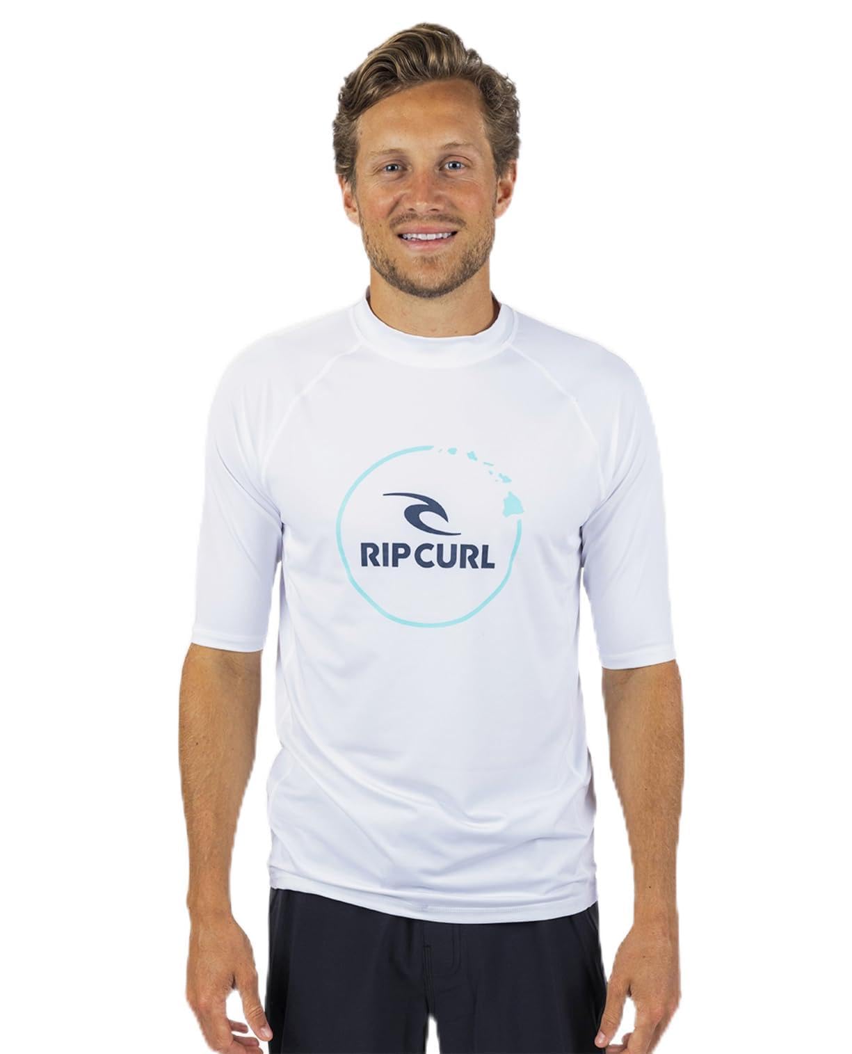 RIP CURL Island Vibe Short Sleeve UV 50+ Loose Fit Rashguard Camisa de protección de Sarpullido Hombre