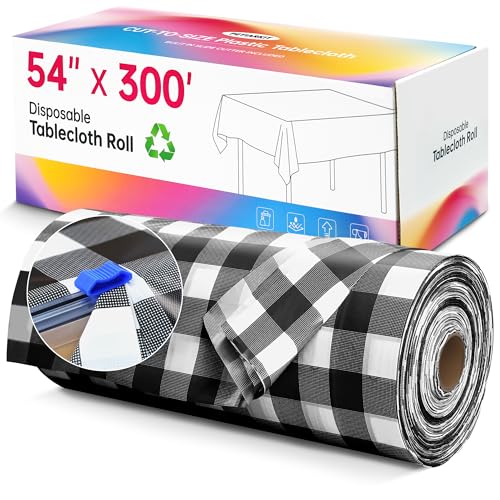 Image of Plastic Table Cloth Disposable, 54In X 300Ft Table Cover Roll