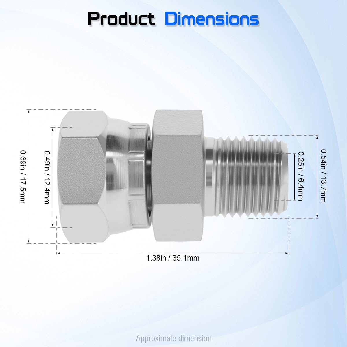 Hydraulic Swivel Adapter 1/4" NPTF Male x 1/4" NPSM Female 1404-04-04