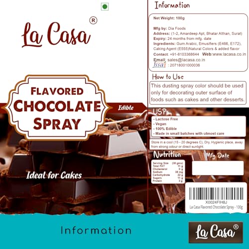 Image of La Casa Flavored Puff Spray - Belgian Chocolate | Edible Flavored Phus Phus Ideal for Cake Decoration & Garnishing | 100g |
