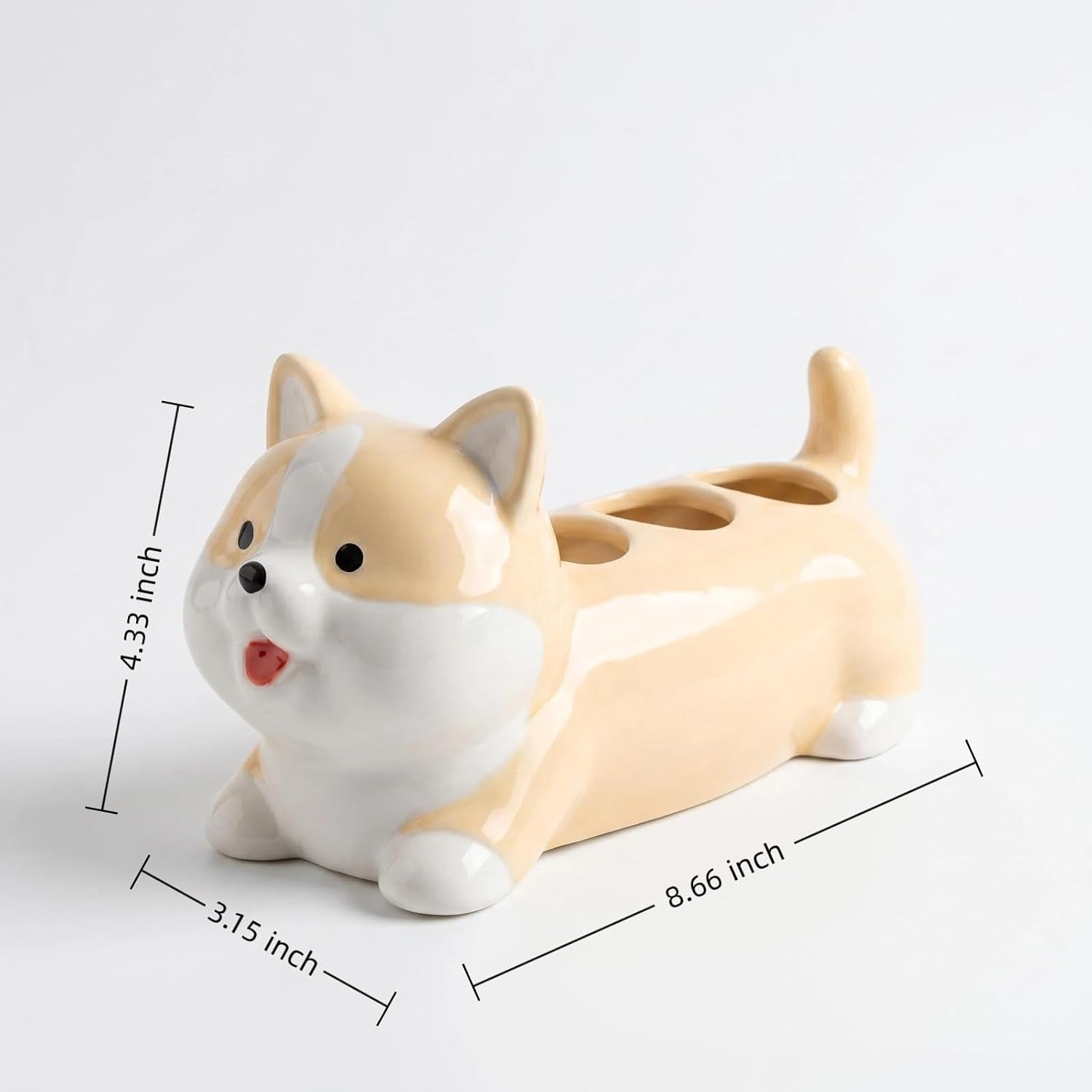 Corgi Ceramic Toothbrush Holder, Cute Bathroom Ceramic Organizer, Multifunctional Countertop Sink Accessory Decor, Ideal Gift for Friends and Family