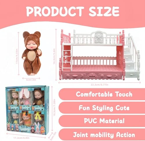 Set de 6 Muñecas Pequeñas de 4 Pulgadas SwankyStyle miniatura 2