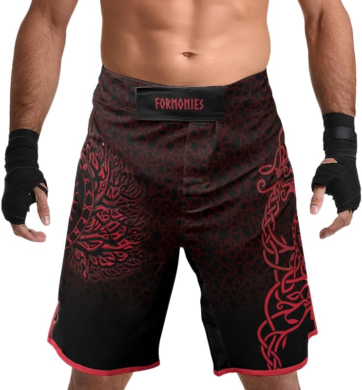 Viking Men's Fight Short MMA BJJ Training No Gi Grappling Shorts Trunks Fight Wear with Drawstring