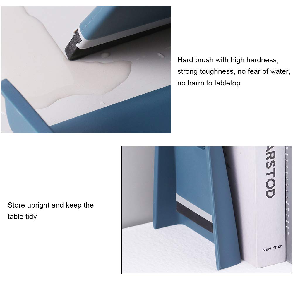 Broom and Dustpan Set, Small Dustpan and Brush Set Desktop Cleaning Brush Household Broom Desktop Trash Can for Home School Office Cleaning (Navy Blue)