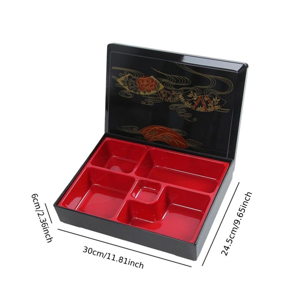 Bento Japonais Plateau Déjeuner Boîte Compartiments Couvercle Hermétique Conception Traditionnelle Matériau Résistant Adapté pour Restaurant Maison, Style b