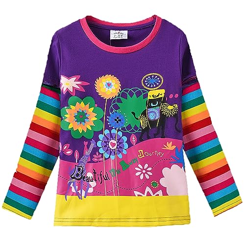 VIKITA Mädchen Langarm Baumwolle T-Shirt Top, Size 3-4 Years (Height 104cm), Farbe: L328lila