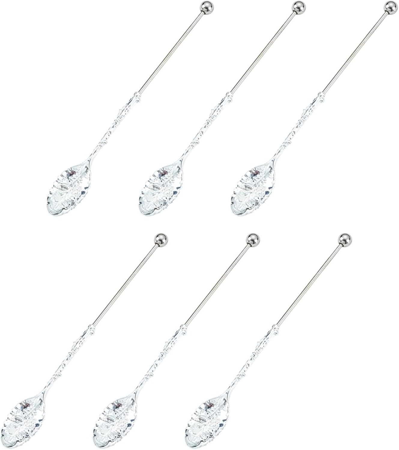 Set of 6 Alloy Coffee Scoops with Beaded Accent Craft Crafted Stirrers Handmade Kitchen Tool for Hot Drink and Baking Coffee Spoon