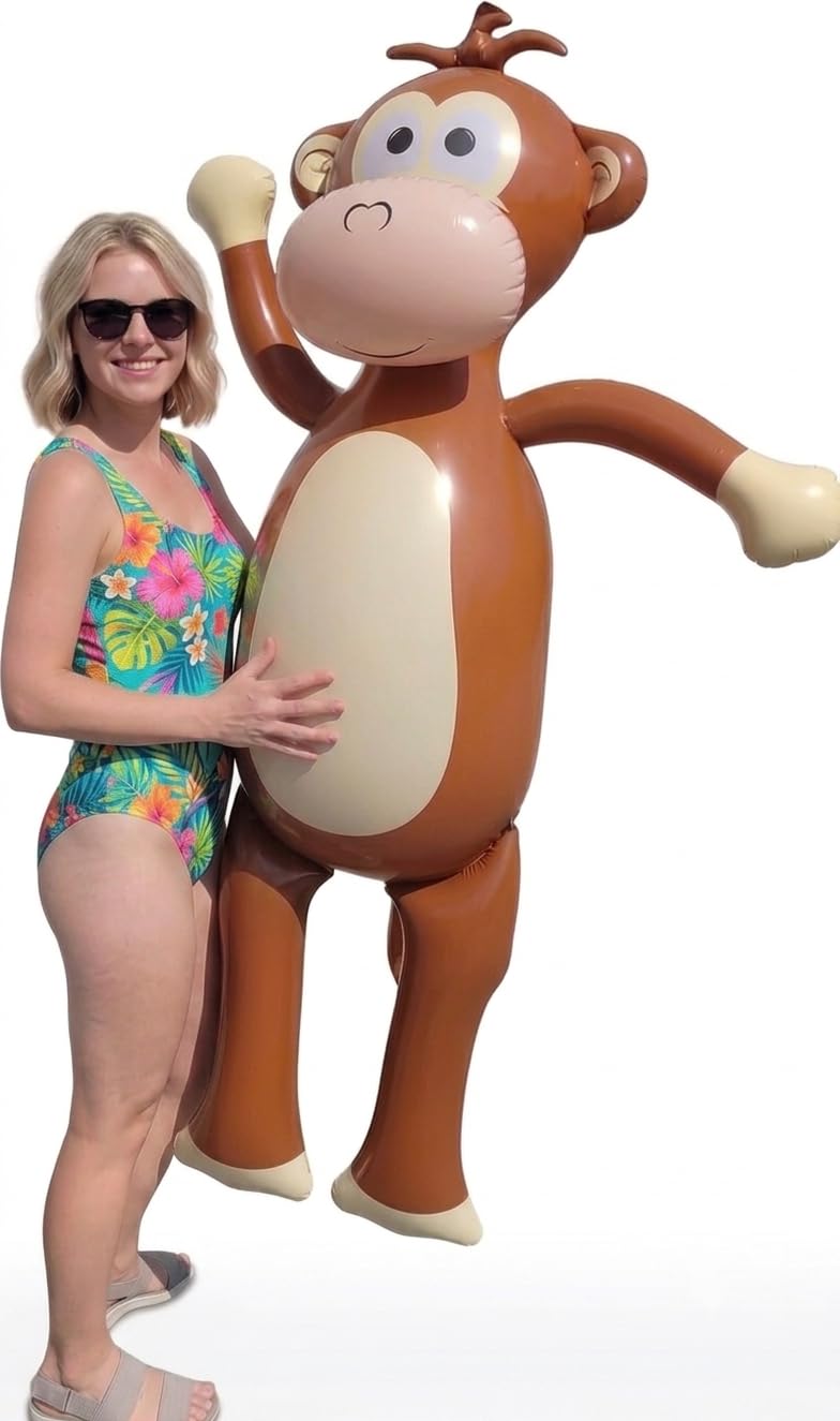Huge 65" (Over 5 Feet) Tall Inflatable Monkey (Vinyl) Fun Jungle Animal Safari Africa Tropical Birthday Party Decoration!(1 Pack)