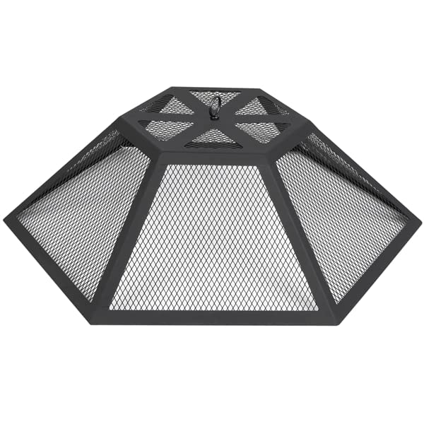 Yaheetech Brasero Exterieur Hexagonal 61 cm L x 62 cm H Foyer Poêle Chauffage à Charbon de Bois pour Jardin Terrasse
