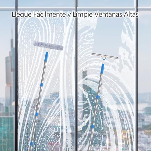 Limpiador de ventanas extensible Mitclear para evitar escaleras en cristales altos 6