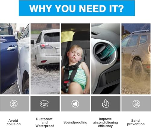 Image of LandVK Heavy Duty Car Door Edge Protector Guard U Shape, Anti-Scratch, Anti-Collison, Rubber, Black, 5m, Pack of 1