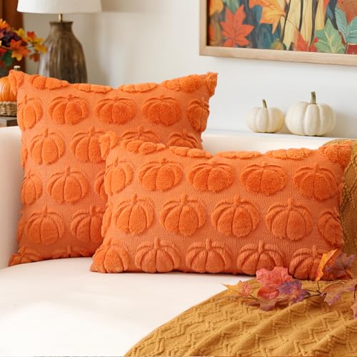 JOTOM Orange Pumpkin Fall Cushion Covers 40x60cm Soft Plush Faux Fur Autumn Thanksgiving Decorative Throw Pillow Covers Pillow Case for Home Bedroom Couch Sofa Decor (Orange) - Cosy Home Interiors JOTOM Orange Pumpkin Fall Cushion Covers 40x60cm Soft Plush Faux Fur Autumn Thanksgiving Decorative Throw Pillow Covers Pillow Case for Home Bedroom Couch Sofa Decor (Orange) - Image 5