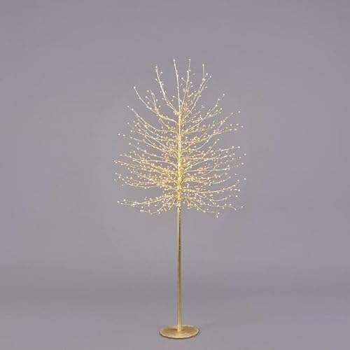 Magie di Natale Albero luminoso Faggio tronco lungo rami a microled luce calda da interno ed esterno (120 cm, Oro)