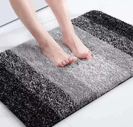 Image of Namchi Microfiber Bathroom Mat Anti Skid-Highly Absorbent Super Soft Door Mats for Home Kitchen Living Room-2000 GSM Floor Mat Black-Grey 40x60