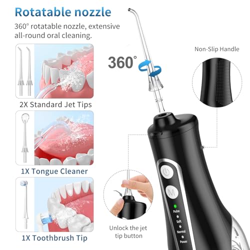 Hydropulseur électrique FLOZI 300ml avec grattoir à langue et brosses