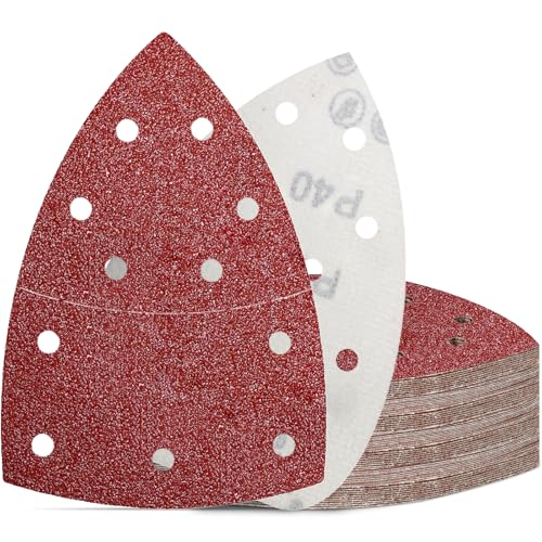 KONGMING 50 Piezas Lijas para Lijadora Grano 40 Hojas de Lija 11 Agujeros para Lijadora de Detalle Mouse