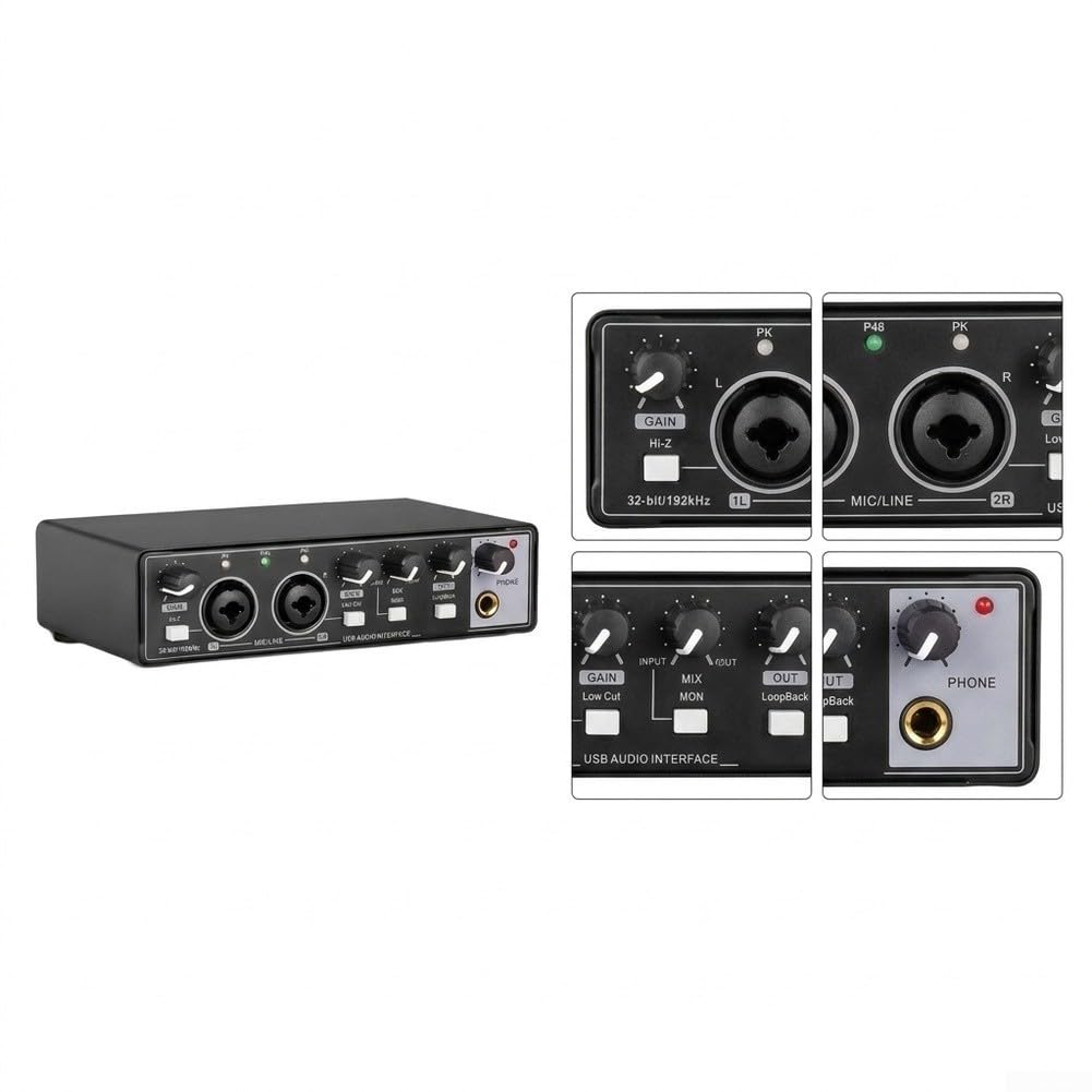 Interfaz de audio USB profesional, tarjeta de sonido de 32 bits/192 K para