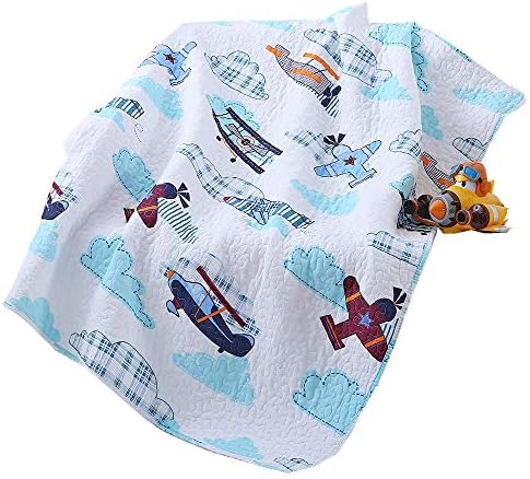 House Airplane Plane Quilt Baby and Toddler Quilt Bedspread Boys Girls Kid's Quilt 43" X 51"