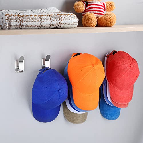 Yigii Adhesive Hat Hooks For Wall (4-Pack) - Modern Sticky Wall Hat Rack For Baseball Caps Organize, No Drilling Hat Hangers Storage Hat In Closet/Door/Wall, Stainless Steel #TOP3