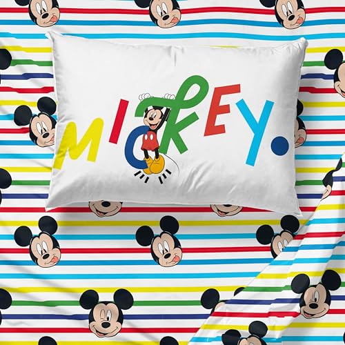 Image of Sunny Side Up Disney Mickey Mouse Twin Sheet Set - 3 Piece Kids Bedding Set Includes Pillow Cover - Super Soft Microfiber Sheets