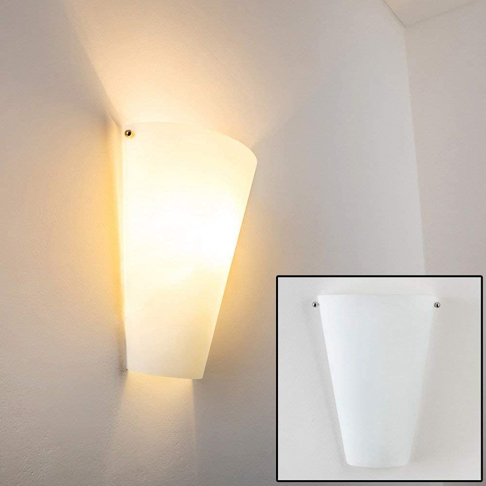 Wandleuchte Zera aus Metall/Glas in weiß, moderne Wandlampe mit Up & Down-Effekt, 1 x E27, Innenwandleuchte mit Lichteffekt, ohne Leuchtmittel