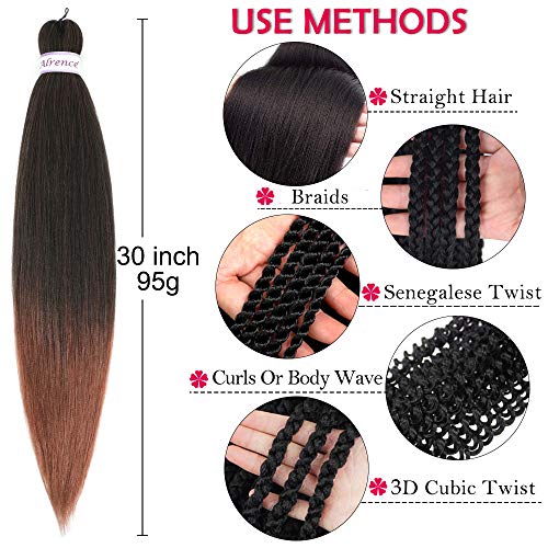 Ombre Braiding Hair Brown 30 Inch 8 Packs Hair Extensions Professional Synthetic Braid Hair Crochet Braids, Soft Yaki Texture, Hot Water Setting (30 Inch,T1B/30) #TOP4