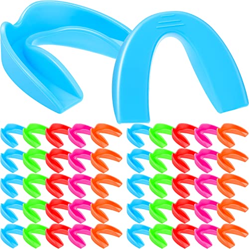 Konohan 50 Pcs Youth Mouth Guard for Sports Kids Boys Girls Mouthguard Kids Football Mouthpieces Sports Mouth Guard Athletic for Boxing Hockey Lacrosse Basketball(5 Colors)