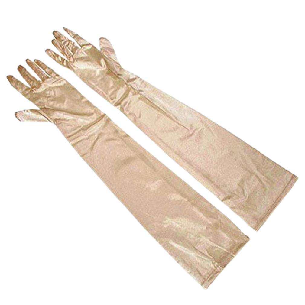 L&L® LADIES LONG 23" OPERA EVENING SATIN FINGER GLOVES PARTY DRESS PROM (Champagne)