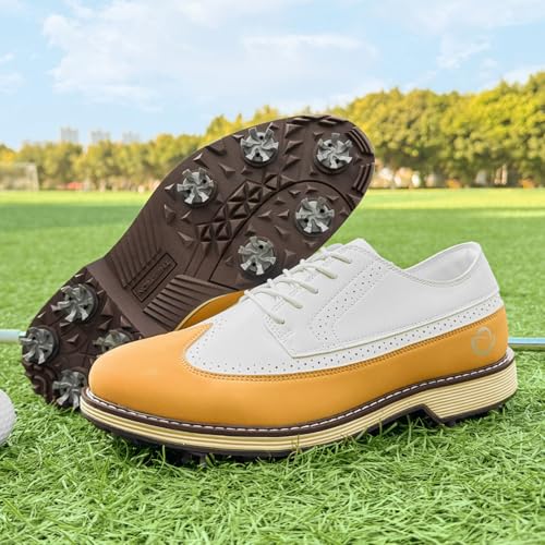 Image of Golf Shoes Men Spikes Classic Golf Footwears Male Walking Sneakers for Golfers Size 7-14