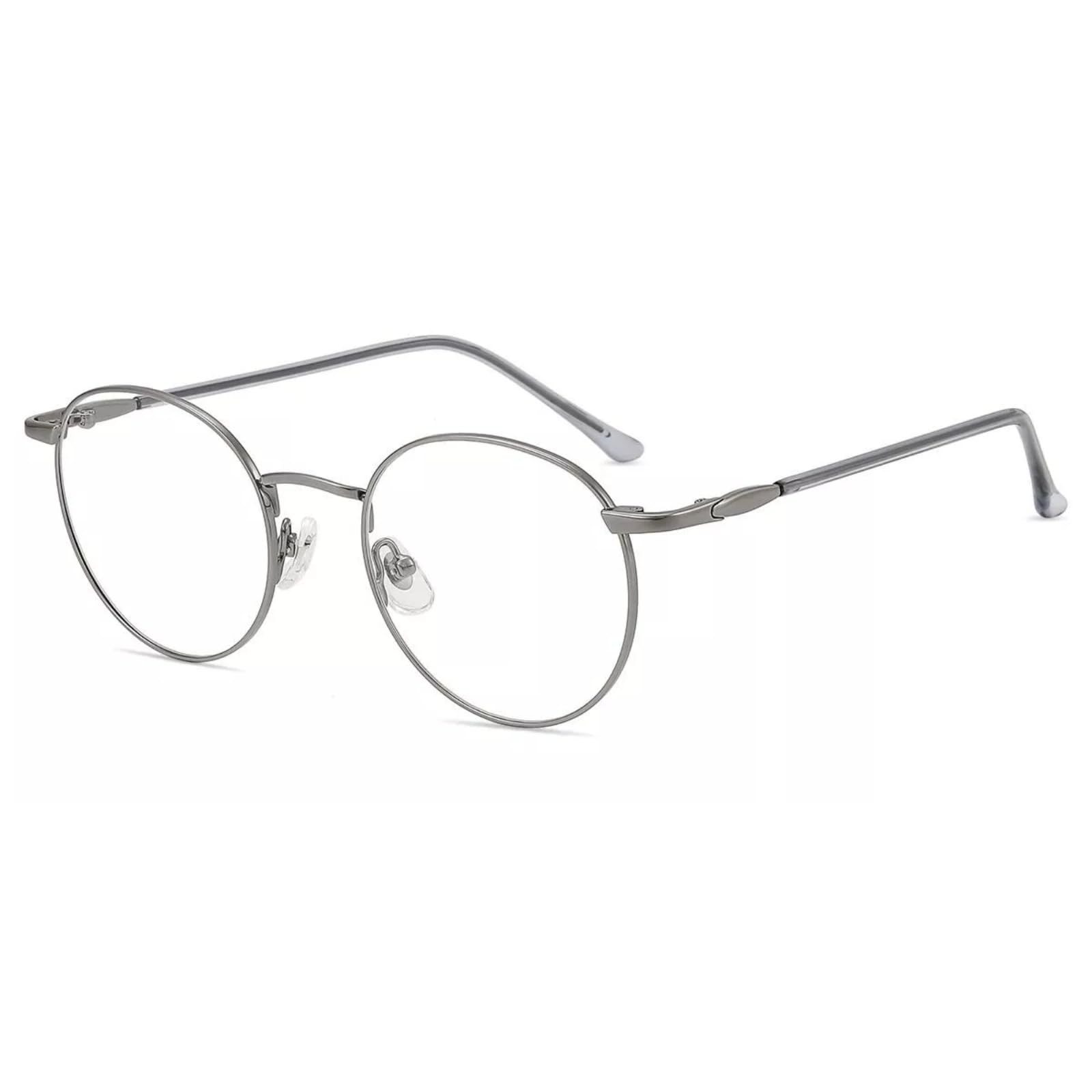 Firmoo Round Blue Light Blocking Glasses for Computer Use, Classic Round Eyeglasses Frames for Women/Men, Gunmetal