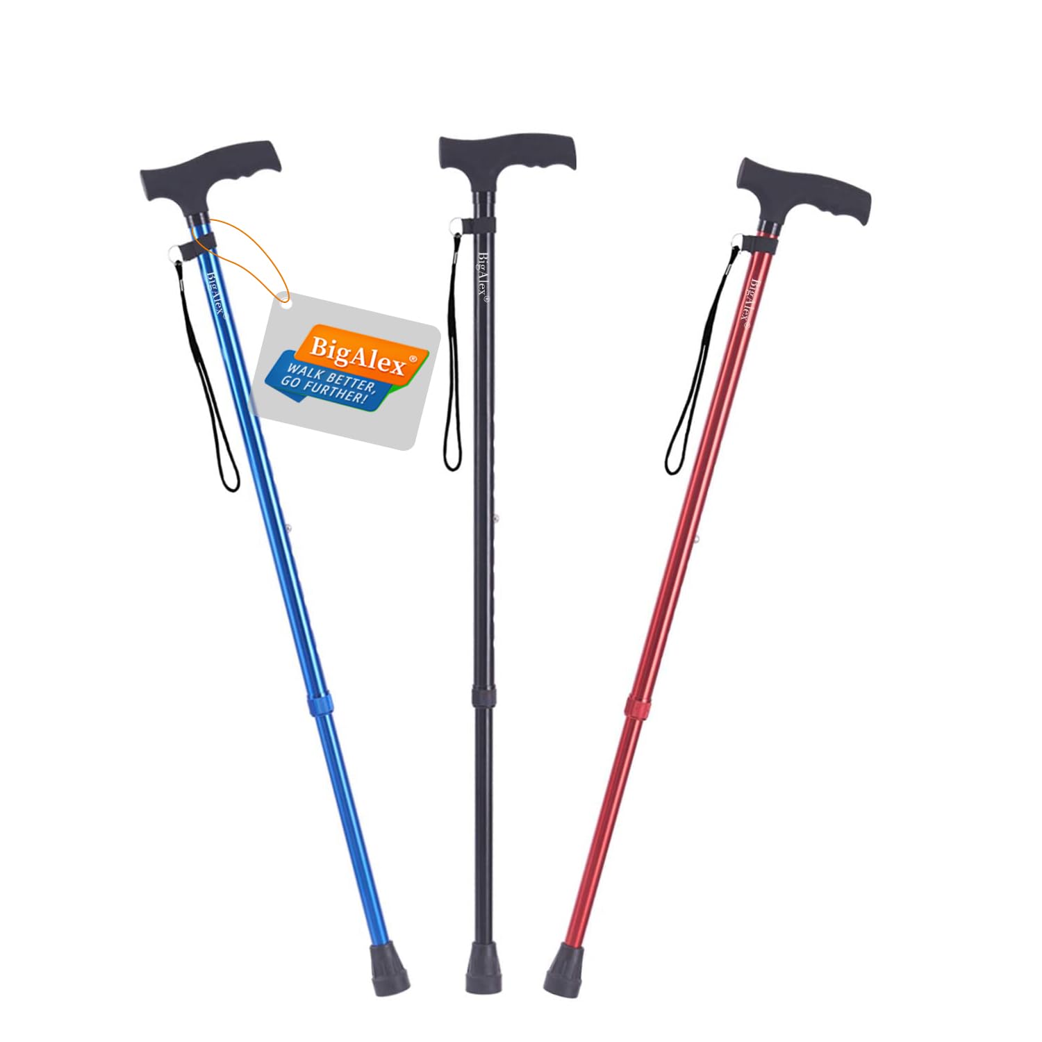 ステッキ杖ポータブル軽量調節可能なステッキ、木製ハンドル付き軽量