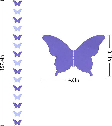Miniatura 3 de LITAUS, Guirnaldas colgantes de mariposa de papel morado 3D - Juego de 4  Decoraciones de cumpleaños de mariposa  Decoraciones de mariposa para baby