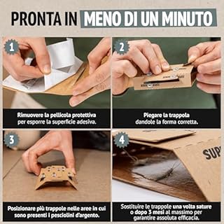 Super Ninja Trappola per Pesciolini d’Argento – 4 Pezzi, Trappole per Pesciolini d'argento, Adesive con Attrattivo Integrato, Inodori e Atossiche per Bagni, Cucine e Cantine, Efficaci fino a 3 Mesi