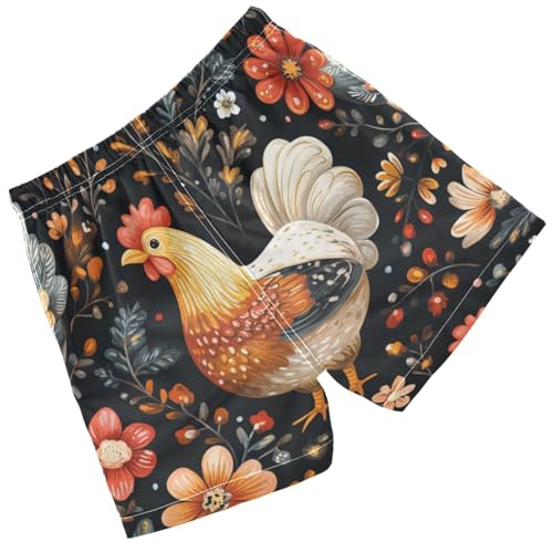 Pigsaly Boys Swim Trunks Floral Chickens Easter Boys Board Shorts Swimsuit Swimwear Summer Bathing Suit 2T Multicolor2