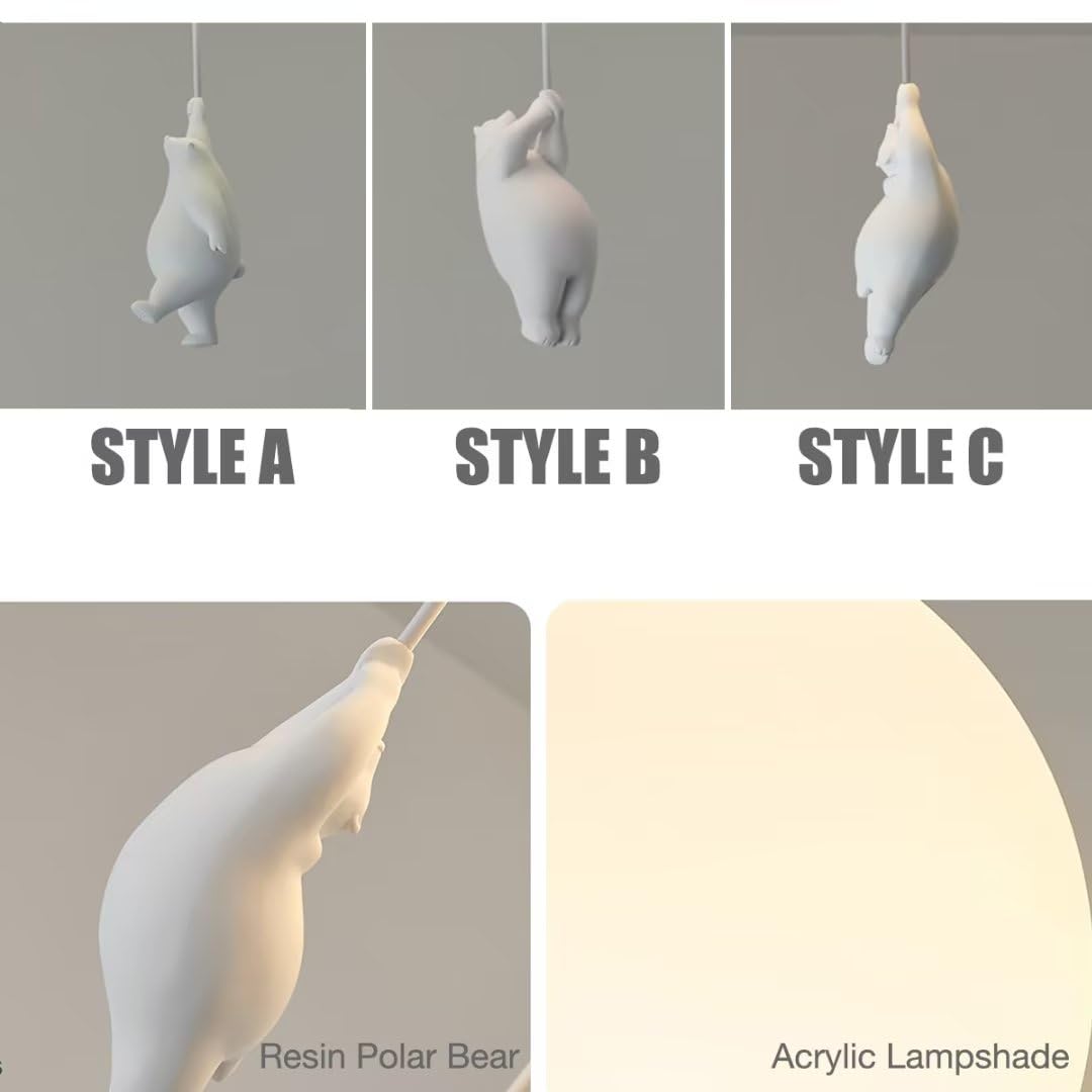 Plafoniera a LED a palloncino creativo con ciondolo a forma di orso polare Lampadario da soffitto per camera da letto per bambini adorabile per camera da letto, camera dei bambini